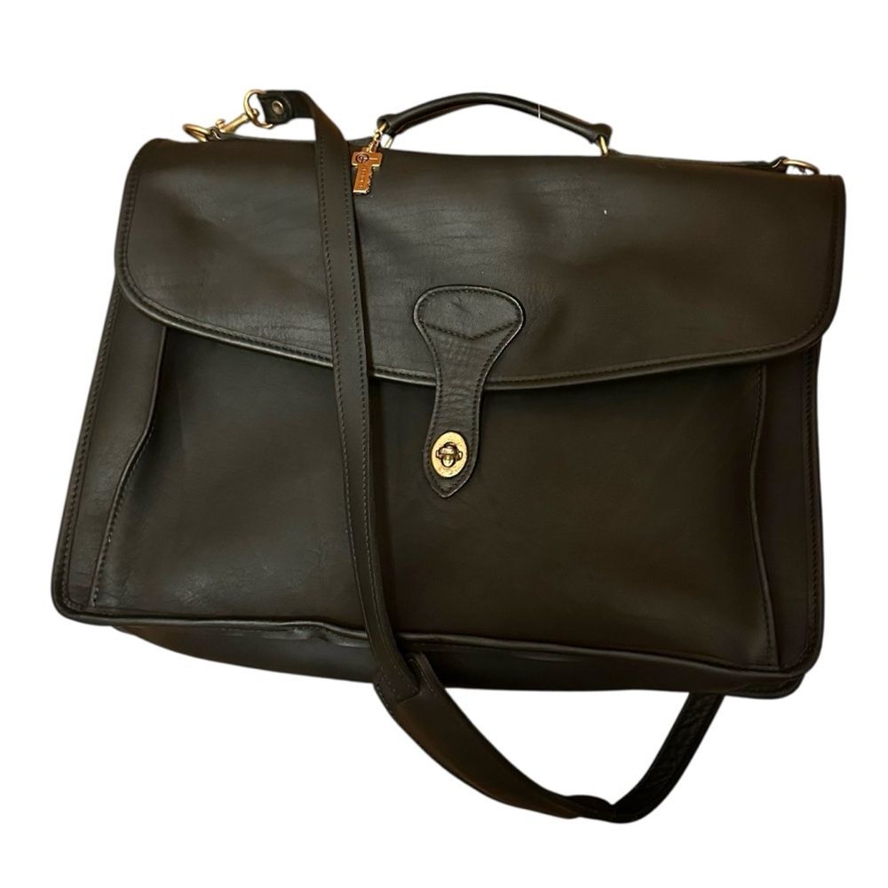 Jack George’s Leather Turnlock Briefcase Travel Bag Messenger Work Bag Black
